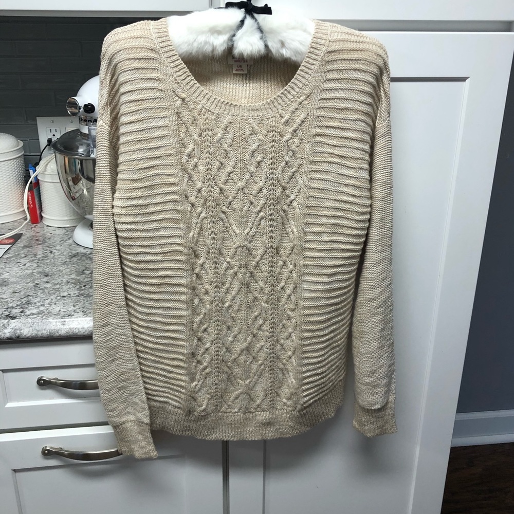 Mossimo Tan/Cream Knit Sweater Size L